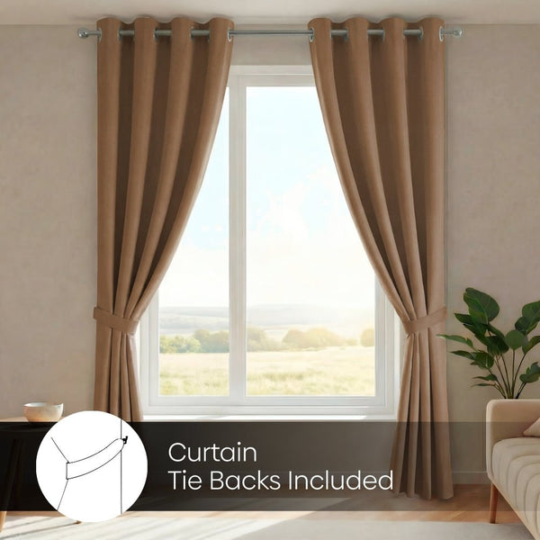 Blackout Solid Essential Drape Pack Of 2 Curtain, Taupe
