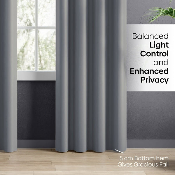 Blackout Solid Essential Drape Pack Of 2 Curtain, Cloud Grey