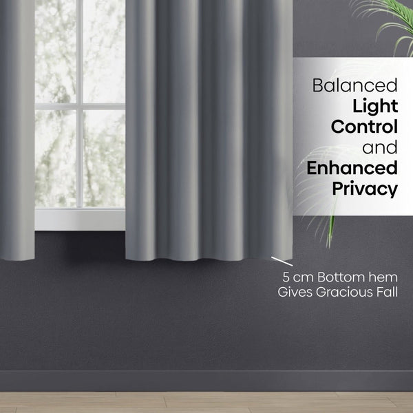 Blackout Solid Essential Drape Pack Of 2 Curtain, Cloud Grey
