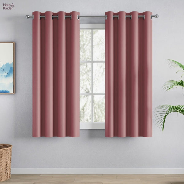 Blackout Solid Essential Drape Pack Of 2 Curtain, Rose