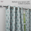 Cotton Printed Curtain Blue Spruce Trellis, Teal