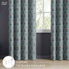 Cotton Printed Curtain Blue Spruce Trellis, Teal