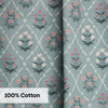 Cotton Printed Curtain Blue Spruce Trellis, Teal