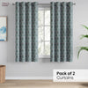 Cotton Printed Curtain Blue Spruce Trellis, Teal
