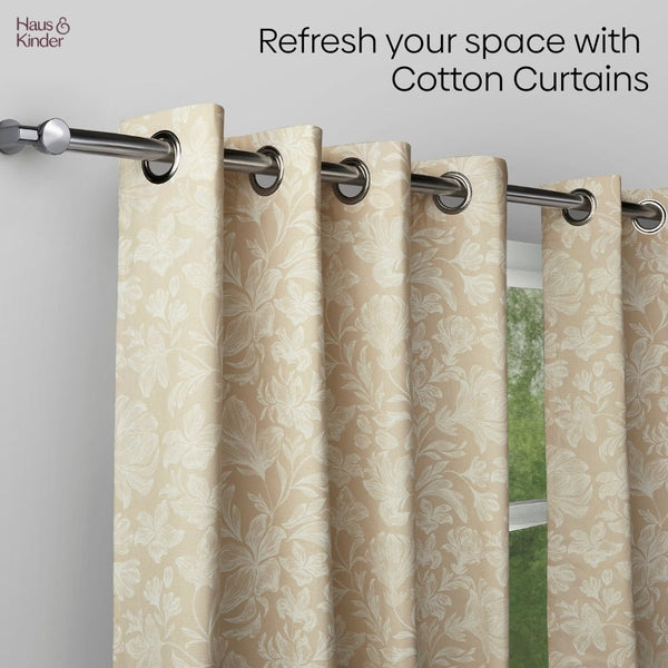 Cotton Printed Curtain Chalkflower, Beige