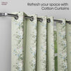 Cotton Printed Curtain Vintage Posy, Sage Green