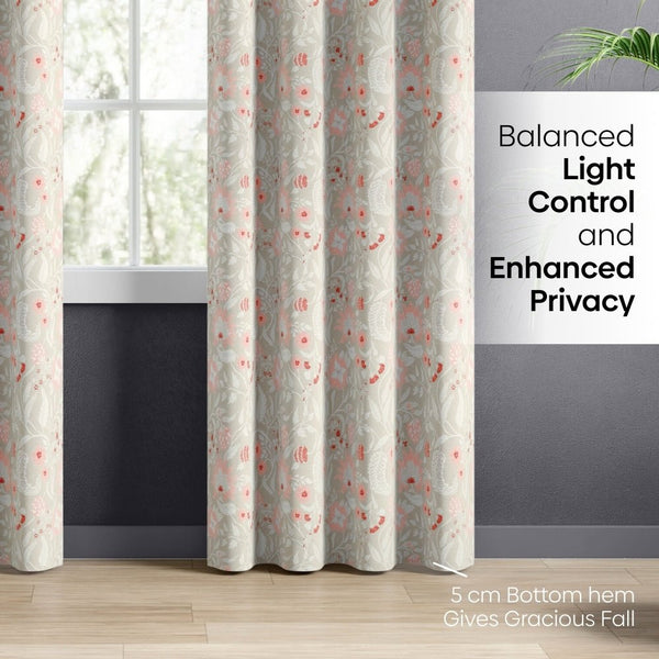 100% Cotton Printed Curtain Solace Flora, Coral