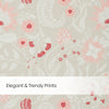 100% Cotton Printed Curtain Solace Flora, Coral