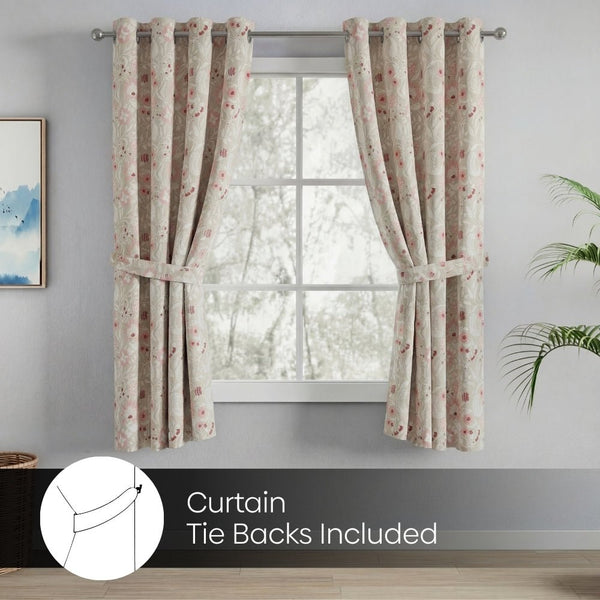 100% Cotton Printed Curtain Solace Flora, Coral