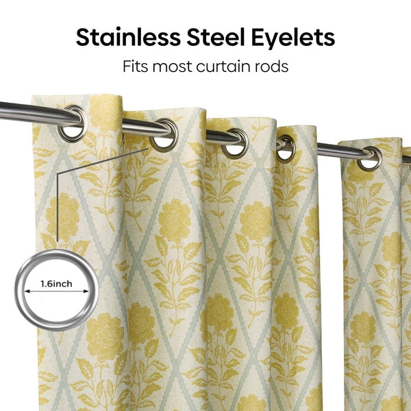 Cotton Printed Pack Of 2 Curtain Sorbet, Yellow