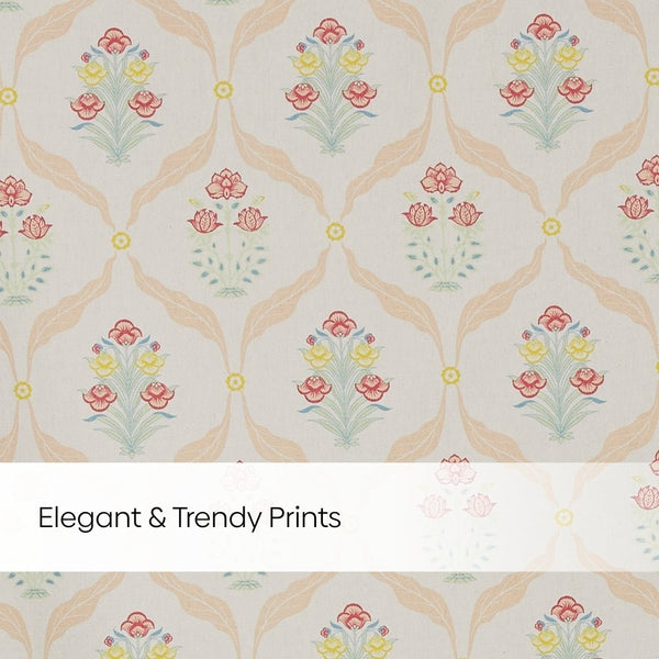 Cotton Printed Pack Of 2 Curtain Lattice, Pink