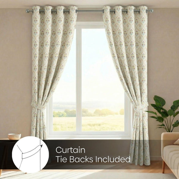 Cotton Printed Pack Of 2 Curtain Lattice, Pink