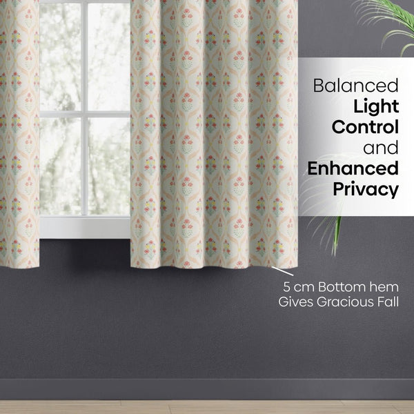 Cotton Printed Pack Of 2 Curtain Lattice, Pink