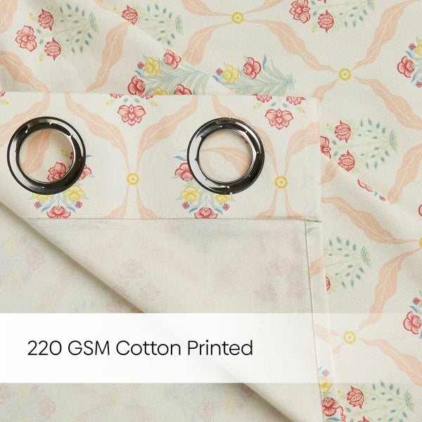 Cotton Printed Pack Of 2 Curtain Lattice, Pink