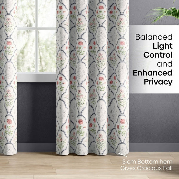 Cotton Printed Pack Of 2Curtain Classic Trellis, Multicolor
