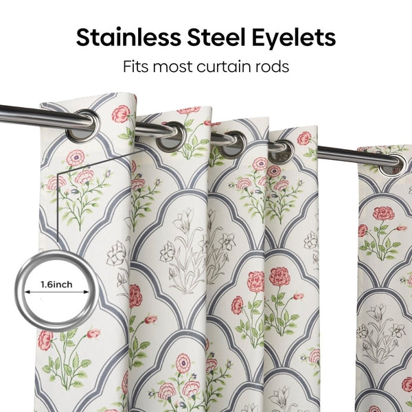 Cotton Printed Pack Of 2Curtain Classic Trellis, Multicolor