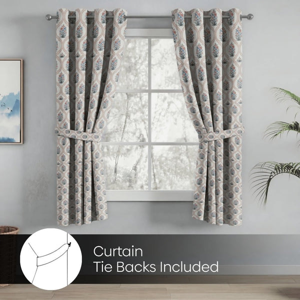 Cotton Printed Pack Of 2 Curtain Terracotta Trellis ,Multicolor