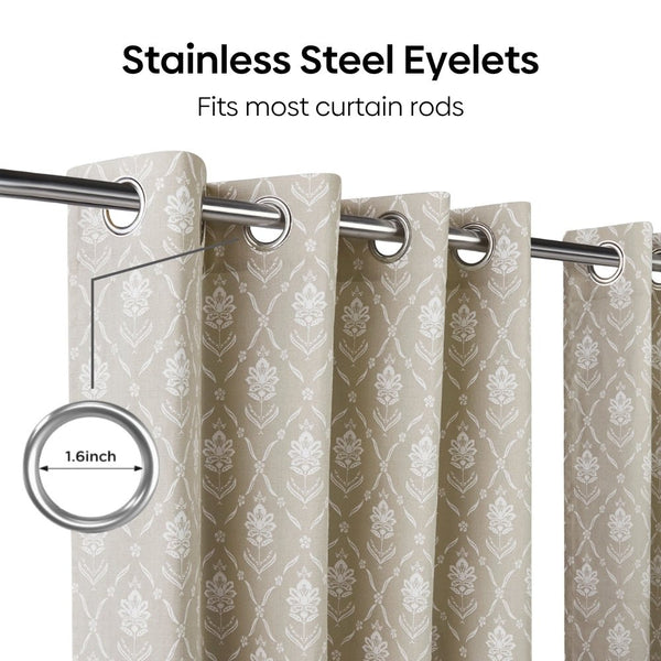 Cotton Printed Pack Of 2 Curtain Manor Beige