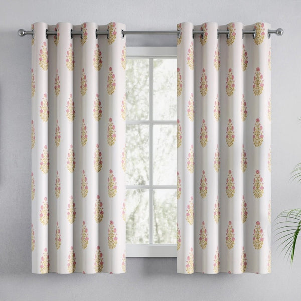 Cotton Printed Pack Of 2 Curtain Serene Rosalia Pink