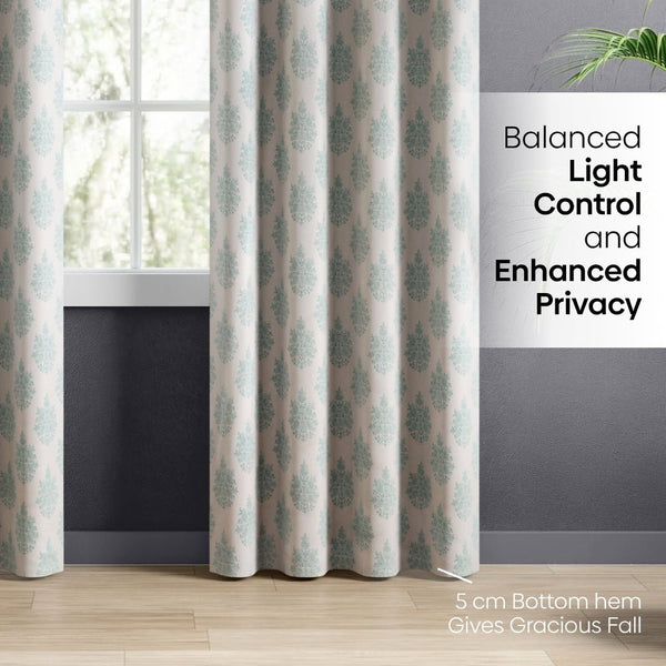 Cotton Printed Pack Of 2 Curtain Curtain Ciel Botanique Blue