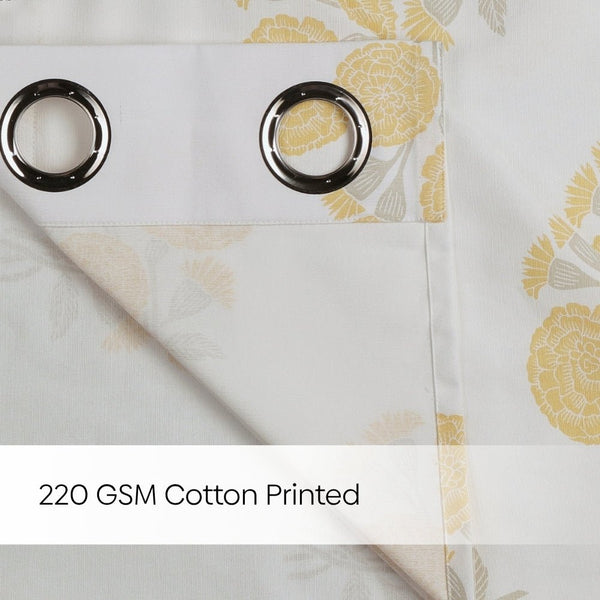 Cotton Printed Pack Of 2 Curtain Curtain Soleil Botanique Yellow