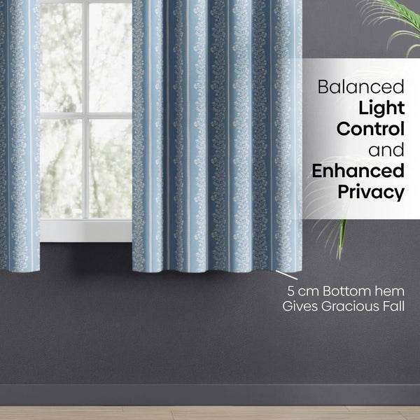 Cotton Printed Pack Of 2 Curtain Vineway Blue