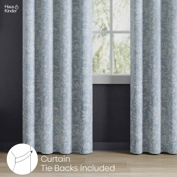 Polyester Printed Blackout Curtains Misty Fern, Dusty Blue