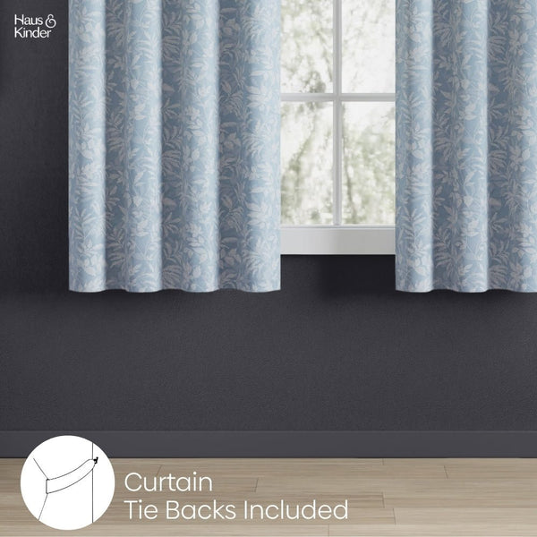 Polyester Printed Blackout Curtains Misty Fern, Dusty Blue