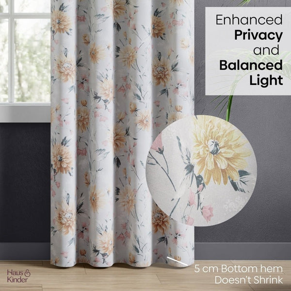 Polyester Printed Blackout Curtains Amber Petals, Multi