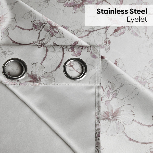 Polyester Printed Blackout Curtains Sepia Blossoms, Multi