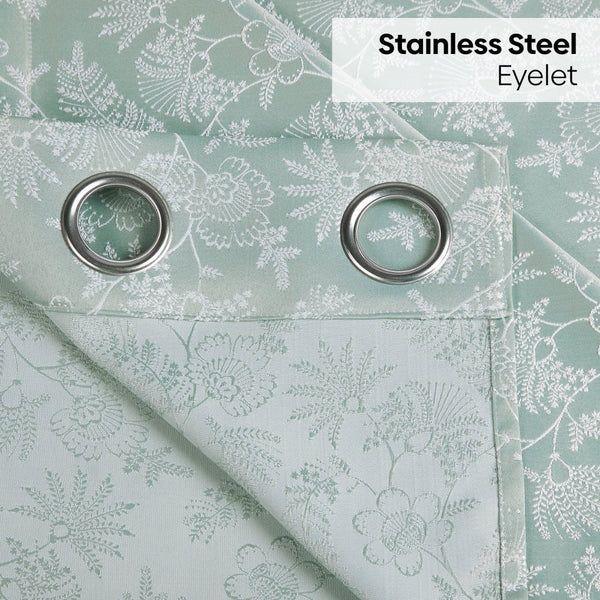 JacquardCurtains Verdant Bloom, Mint