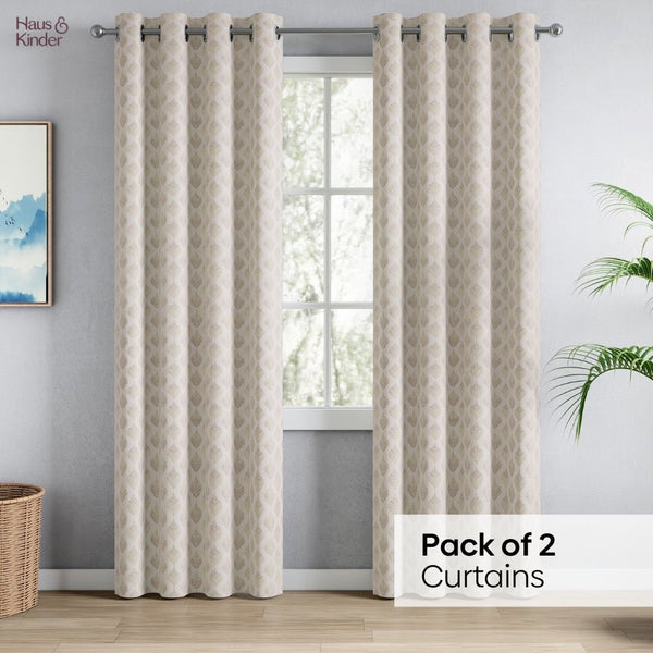 JacquardCurtains Champagne Crest, Stone