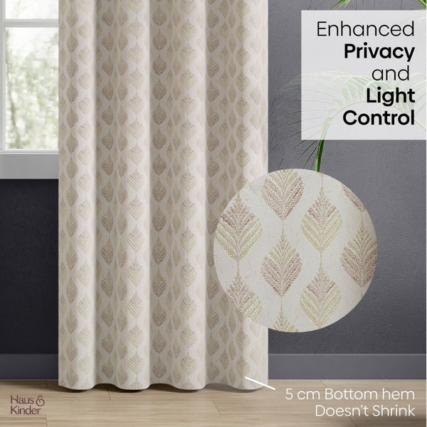 JacquardCurtains Champagne Crest, Stone