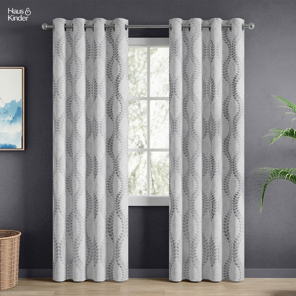 JacquardCurtain SliverGroove Emboss, Grey