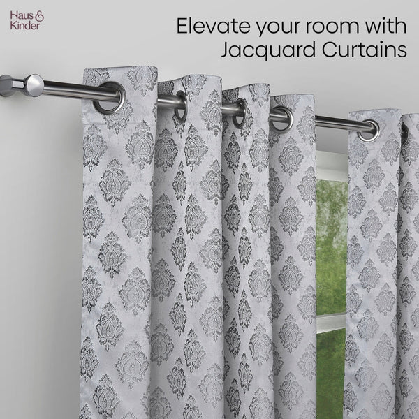 JacquardCurtain Silvercrest Damask, Grey