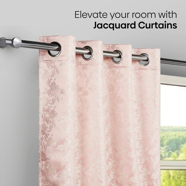 Vintage Bloom Cotton Printed Pack Of 1 Curtain, Pink