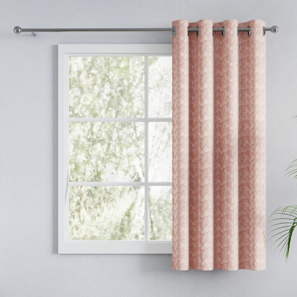 Vintage Bloom Cotton Printed Pack Of 1 Curtain, Pink