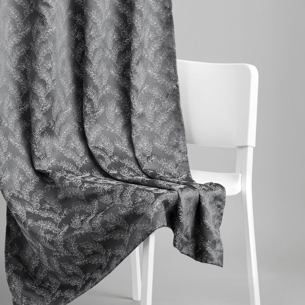 Jacquard Curtains Midnight Willow Steel, Grey