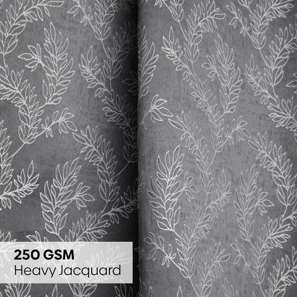 Jacquard Curtains Midnight Willow Steel, Grey