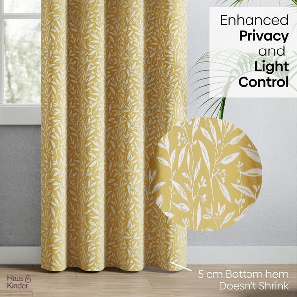 Poly Cotton JacquardCurtains Lemon Vine Weave, Lemon
