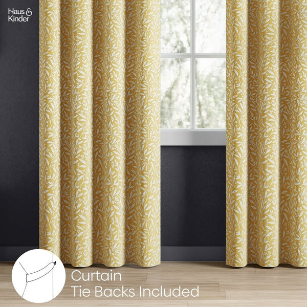 Poly Cotton JacquardCurtains Lemon Vine Weave, Lemon