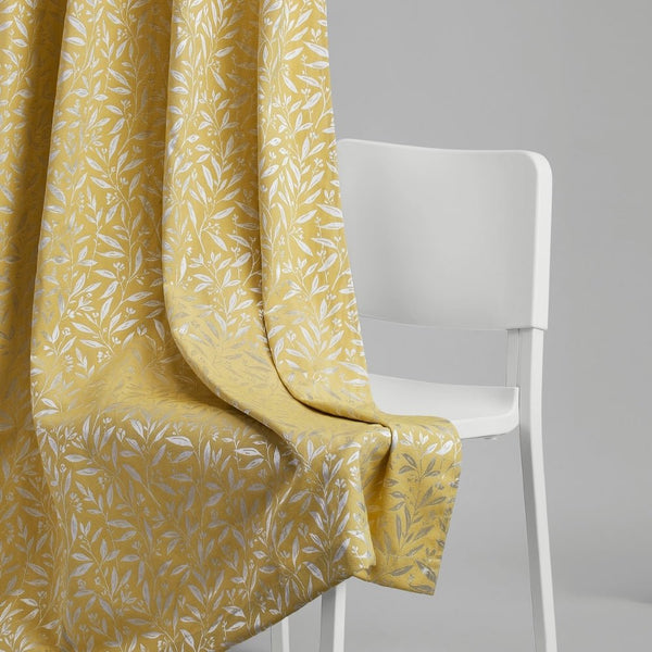 Poly Cotton JacquardCurtains Lemon Vine Weave, Lemon