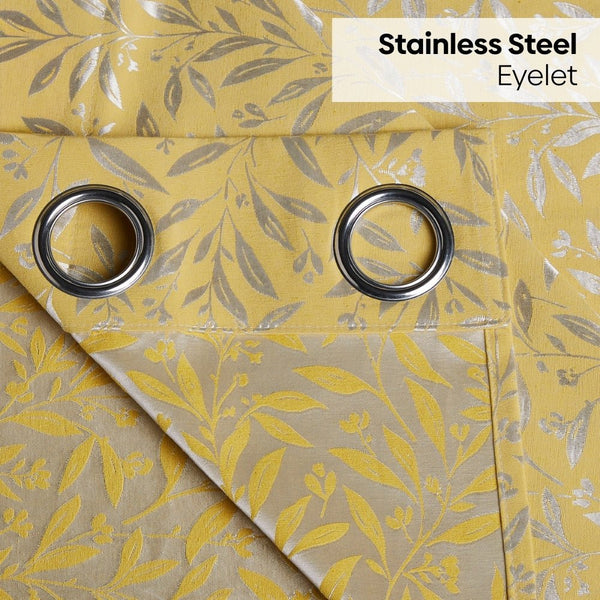 Poly Cotton JacquardCurtains Lemon Vine Weave, Lemon