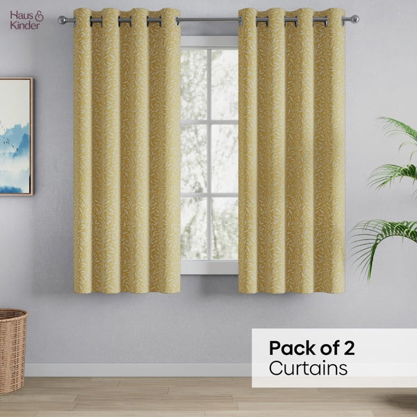 Poly Cotton JacquardCurtains Lemon Vine Weave, Lemon