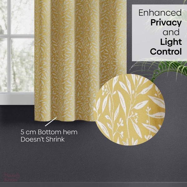 Poly Cotton JacquardCurtains Lemon Vine Weave, Lemon