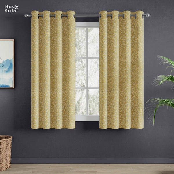 Poly Cotton JacquardCurtains Lemon Vine Weave, Lemon