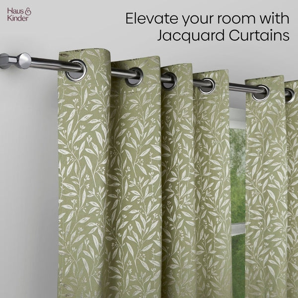 Poly Cotton JacquardCurtains Olive Grove, Olive