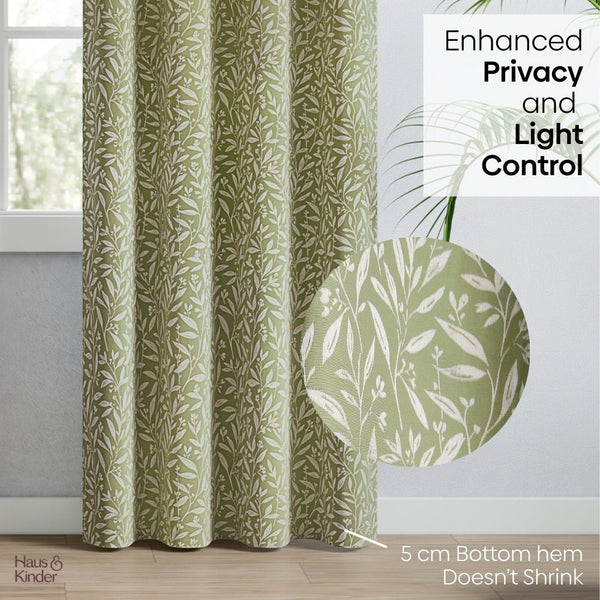 Poly Cotton JacquardCurtains Olive Grove, Olive