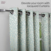 Poly Cotton JacquardCurtains Silver Willow, Firozi