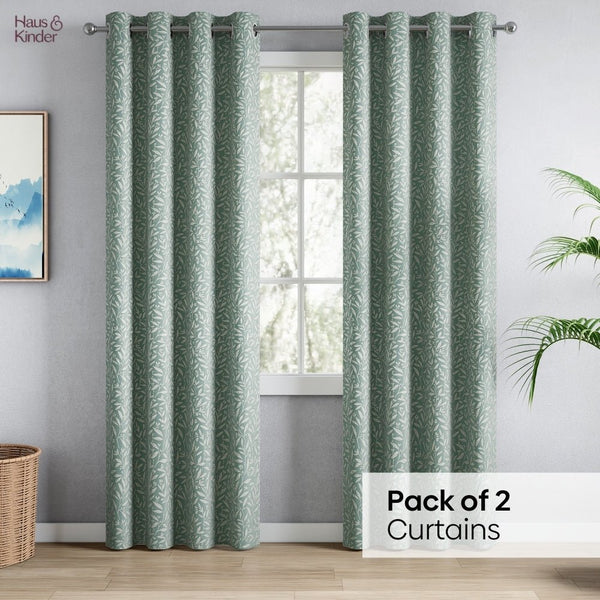 Poly Cotton JacquardCurtains Silver Willow, Firozi